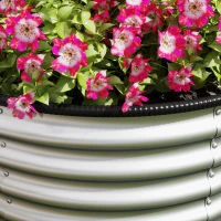 Outsunny Set of 2 Raised Garden Bed, Metal Planter Box with Safety Edging, Easy-to-assemble Stock Tank 3'x3'x1.4' Silver(m-9)