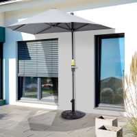 Outsunny 20 lbs Resin Half Round Patio Umbrella Base 20" Outdoor Decorative Parasol Stand Holder For Φ1.5", Φ1.9" Pole, Black