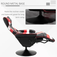 Vinsetto Racing Style Video Gaming Recliner Chair Padded Office Seat with Reclining Backrest and Footrest, Headrest, Lumbar Support, Round Metal Base, Cup Holder for Black and Red(m-7)