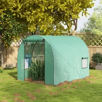 Outsunny Polytunnel Greenhouse Walk-in Grow House with Plasric Cover, Door, Mesh Window and Steel Frame, 6.6' x 10' x 6.6'(m-8)
