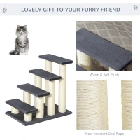 PawHut Cat Tree with 4 Steps for High Beds w/ Sisal Scratching Post(m-4)