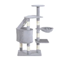 PawHut 49” Deluxe Cat Tree Furniture Scratching Pet Tower Kitten Play Post (Grey)(m-9)