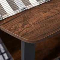 HOMCOM Vintage Industrial Coffee Table with Under-Top Storage Shelves and Rounded Corners, Dark Wood Color(m-8)