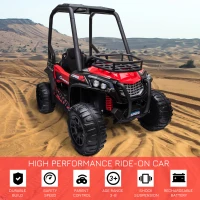 Aosom 12V Kids UTV with Music, Lights, MP3/USB, Suspension System, Remote Control, Red(m-4)