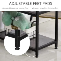 HOMCOM 55 Inch Home Office Computer Desk Study Writing Workstation with Storage Shelves, Elevated Monitor Shelf, CPU Stand, Durable X-Shaped Construction, Grey Wood Grain(m-5)