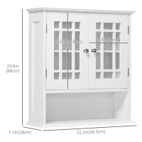 kleankin Modern Wall Mount Bathroom Cabinet, Storage Organizer with 2 Door Cabinet and Open Shelf, White(m-3)
