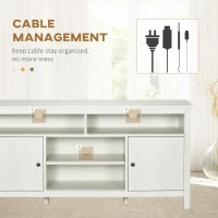 HOMCOM TV Stand for 65 Inch TVs, TV Cabinet with Wooden Shelves and Doors, Entertainment Center for Living Room, Bedroom, White(m-5)