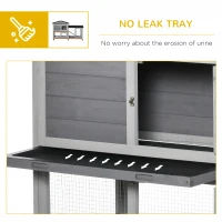 PawHut 62" Wooden Rabbit Hutch with Wheels, Run Box, Tray, Ramp for Small Animals, Guinea Pig, Indoor Outdoor Use, Light Grey(m-7)