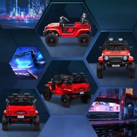 Qaba 12V Ride on Car, Ride on Truck w/ Remote, 4 Suspension Wheels, 3 MPH Max Speed, Music, Horn & Lights, Red(m-9)