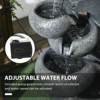 Outsunny 5-Tiered Cascading Bowls Outdoor Water Fountain with LED Lights, Adjustable Flow, 22-inch Resin Waterfall Fountain(m-5)