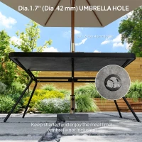 Outsunny Rectangle Outdoor Dining Table for 6, with 1.7" Umbrella Hole, Easy Clean DPC Plastic Tabletop, 55" x 31.5" x 28"(m-5)