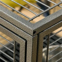 PawHut Bird Travel Carrier Cage for Parrots Conures African Grey Cockatiel Parakeets with Stand Perch, Stainless Steel Bowls, Pull Out Tray, Black(m-10)