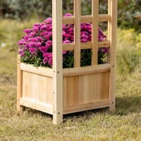 Outsunny Wooden Raised Garden Bed with Trellis, Outdoor Planter Box with Drainage Crevices for Climbing Vine Plants Flowers, 12" x 12" x 49"(m-8)