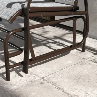 Outsunny Outdoor 2-Person Glider Bench, Outside Glider Swing Chair Loveseat with Table, Steel Frame, Gray(m-8)