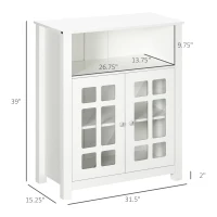 HOMCOM Kitchen Cabinet, Storage Cabinet, Sideboard Buffet Cabinet with Glass Doors for Kitchen, Living Room(m-3)