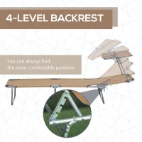 Outsunny Outdoor Pool Chaise Lounge Chair, Folding Tanning Chair with Sun Shade, Tan(m-4)