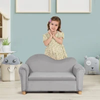 Qaba Ergonomic Foam Kids Sofa with Inner Toy Storage Chest, Velvet Kids Couch with Soft Arms, Children's Lounge Furniture, Gray(m-10)