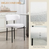 HOMCOM 4 Pieces Kitchen Chairs, Modern Dining Chairs w/ Berber Fleece Upholstery and Steel Legs for Living Room, Cream White(m-5)