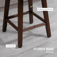 HOMCOM 28" Swivel Bar Height Bar Stools Set of 2, Armless PU Leather Upholstered Barstools Chairs with Nailhead Trim and Wood Legs, Light Grey(m-6)