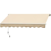 Outsunny 10' x 8' Manual Retractable Awning, Sun Shade Shelter Canopy, with Aluminum Frame and UV Protection for Patio Deck Yard Window Door, Beige(m-11)