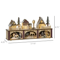 HOMCOM Christmas Village House Decoration, Pre-lit Winter Wonderland with 15 Battery Operated LED Lights, Indoor Room Decor Collection(m-3)
