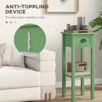 HOMCOM 2-Tier Side Table with Drawer and Shelf, End Table for Living Room and Hallway, Green(m-6)