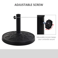 Outsunny 29 lbs Resin Round Patio Umbrella Stand Base Coated Pole Market Garden Umbrella Holder Parasol Holder Black(m-6)
