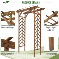 Outsunny 79" Plant Trellis, Arched Garden Arbour with Pergola Style Roof, Fir Wood Frame for Climbing Vines(m-4)