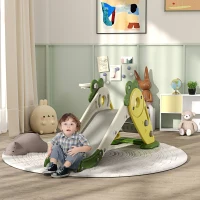 Qaba 3 in 1 Foldable Toddler Slide with Basketball Hoop, Climber, for 1-3 Years Old, Yellow(m-1)