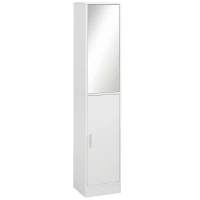 kleankin Tall Bathroom Cabinet with Mirror Narrow Bathroom Storage Cabinet with Doors Adjustable Shelves for Small Spaces White(m-11)