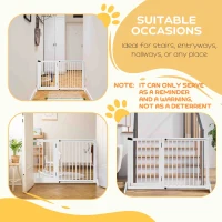 PawHut Freestanding Length Adjustable Wooden Pet Gate with Lockable Door 3 Panels, White(m-6)