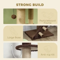 PawHut 89"-100" Floor to Ceiling Cat Tree with Cat Condo, Scratching Posts, 3-Steps, Perches, Hanging Ball & Anti-Tip Kit Brown(m-5)