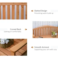 Outsunny 55" Wooden Garden Bench, 2 Seater Outdoor Patio Seat with Slatted Design for Deck, Porch or Garden, Natural(m-6)
