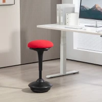 HOMCOM Backless Wobble Chair, Adjustable Active Ergonomic Stool Chair, with Rocking Motion, Padded, Red(m-10)