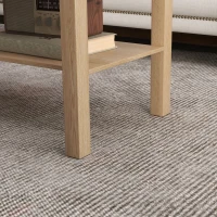 HOMCOM 2 Tier Coffee Table with Storage Shelf, Rectangular Center Table for Living Room, Home Office Furniture Nature Wood(m-10)