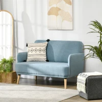 HOMCOM 48" Loveseat Sofa for Bedroom, Modern Love Seats Furniture, Upholstered Small Couch for Small Spaces, Blue(m-10)