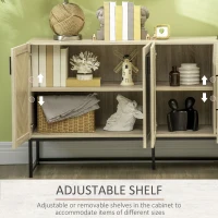 HOMCOM Buffet Cabinet, Coffee Bar Cabinet with Drawers and Adjustable Shelves, Oak(m-5)