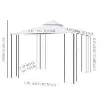 Outsunny 10' x 10' Patio Gazebo with Corner Frame Shelves, Double Roof Outdoor Gazebo Canopy Shelter with Netting for Patio, Wedding, Catering & Events, Cream White(m-3)