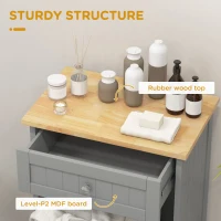 HOMCOM Kitchen Tilt Out Trash Bin Cabinet, Free Standing Recycling Cabinet, Trash Can Holder with Drawer, Grey(m-7)