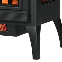 HOMCOM 24" Electric Fireplace Stove, Freestanding Infrared Fire Place Heater with Realistic Logs Flame, Adjustable Temperature, Overheat Protection, 1000W/1500W, Black(m-9)