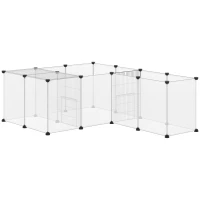 PawHut 20 Panels DIY Small Animal Cage with Door, Top Cover, Indoor Yard Fence for Guinea Pig, Hedgehog, Bunny, White(m-2)