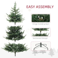 HOMCOM 7.5 ft Artificial Christmas Tree, Prelit Christmas Tree with 300 LED Lights, 1218 Branch Tips and Wide Metal Base, Green(m-7)
