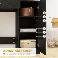 HOMCOM Vanity Desk with Mirror, Makeup Vanity w/ Drawer, Open Compartment and Shelves, Cabinet, Adjustable Shelves for Bedroom(m-5)