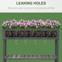 Outsunny Wooden Raised Garden Bed, Elevated Planter Box Stand with 8 Slots and Open Shelf, Dark Gray(m-7)