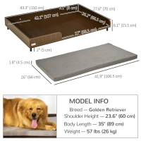 PawHut Elevated Dog Bed Frame, Furniture Style Pet Sofa, Modern Portable Cat Lounge, with Soft Cushion, Washable Cover, Steel Legs, for Large Dog, Brown(m-3)
