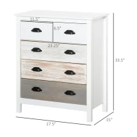 HOMCOM 5 Drawer Dresser for Bedroom, Chest of Drawers with Table Top, Clothes Closet for Living Room, Multi-Color(m-3)