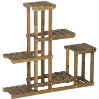 Outsunny Wood Plant Stand 6 Tier Plant Shelf Rack Multiple Flower Pot Holder for Living Room, Patio Corner, Balcony, Indoor Outdoor Use(m-11)