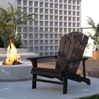 Outsunny Wood Adirondack Chair, Outdoor Patio Muskoka Chair with Slatted Design for Deck, Garden, Backyard, Fire Pit, Black(m-7)