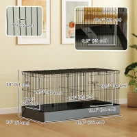 PawHut Guinea Pig Cage with Removable Top, 2 Separate Area, Waterproof Bottom Liner, Ramp, Perch, for Rabbits, Hedgehogs(m-3)