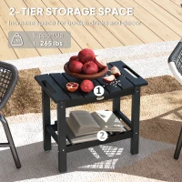 Outsunny HDPE Shower Bench, Waterproof Shower Stool with Handle, Storage Shelf, Non-Slip Pads for Indoor Outdoor, Black(m-5)